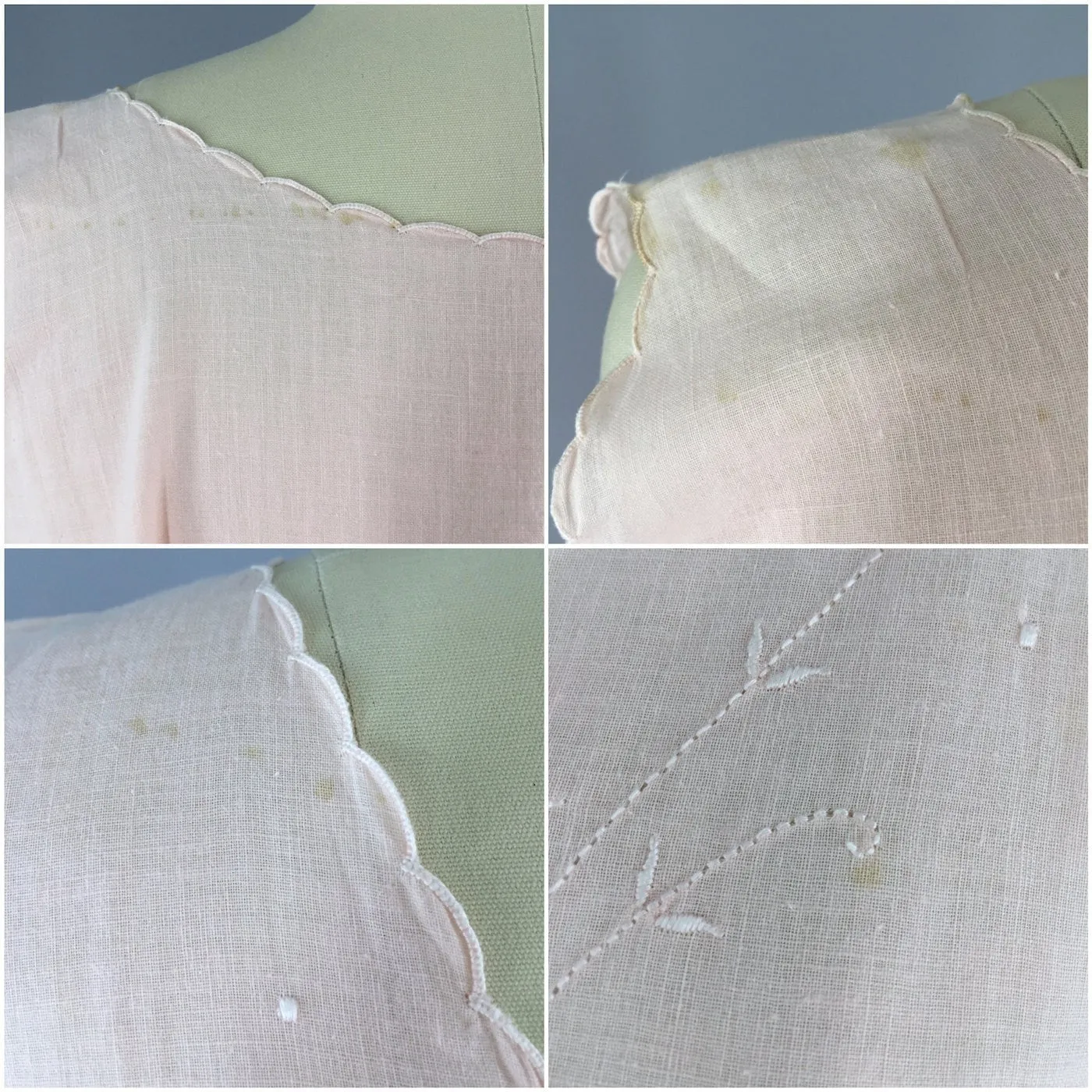 1920s Nightgown / Pink Cotton Batiste