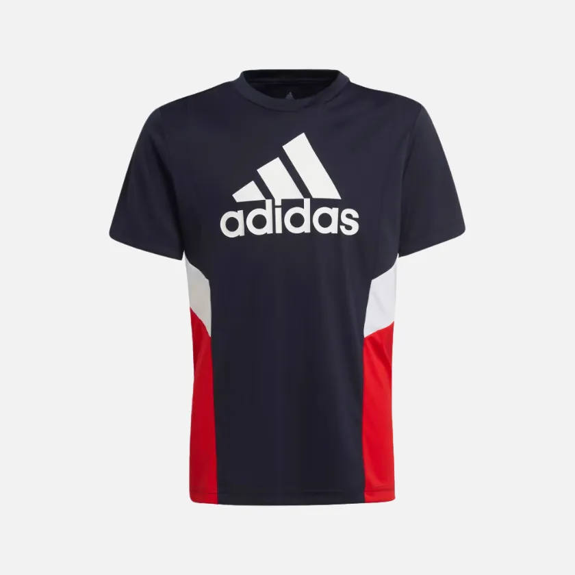 Adidas Design to Move Kids Boys T-shirt -Legend Ink/Vivid Red / White