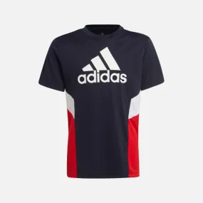 Adidas Design to Move Kids Boys T-shirt -Legend Ink/Vivid Red / White