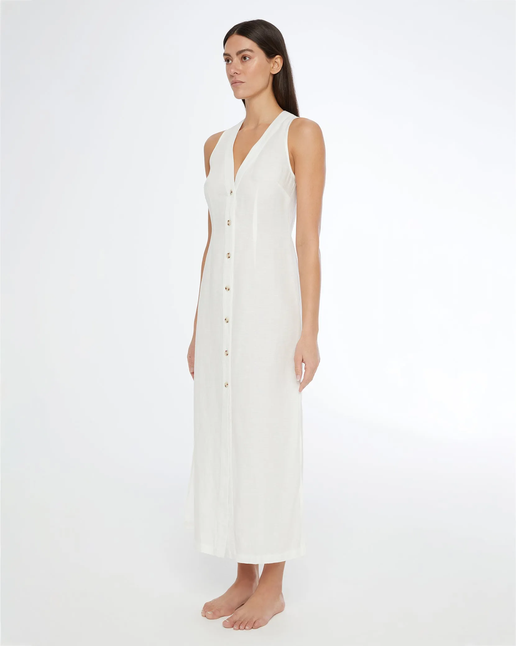 Air Linen Button Down Maxi Dress