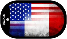 American France Flag Scroll Metal Novelty Dog Tag Necklace DT-8299