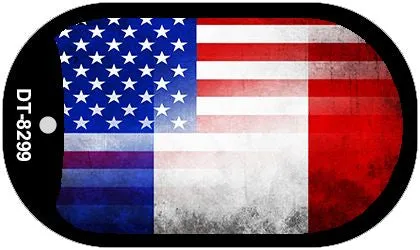 American France Flag Scroll Metal Novelty Dog Tag Necklace DT-8299