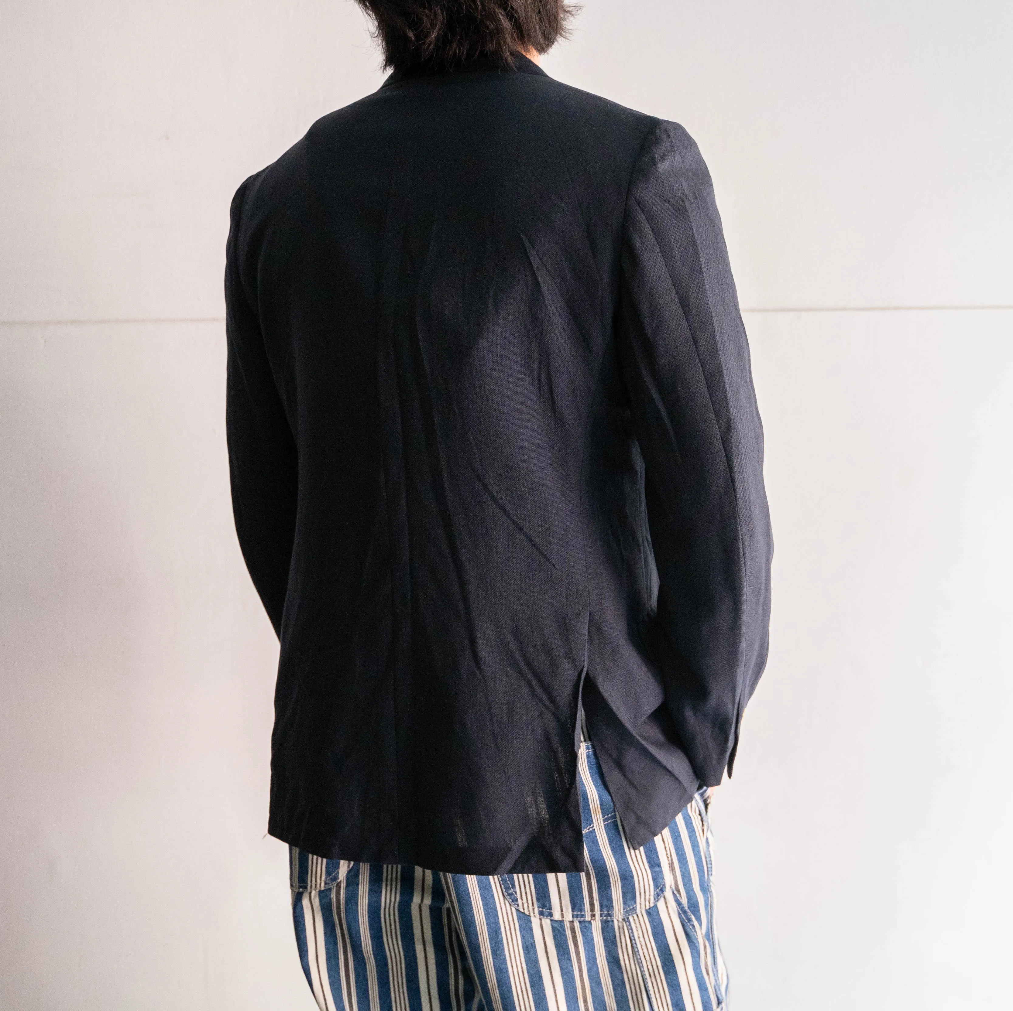 around 1970s USA navy color double breasted tailored jacket