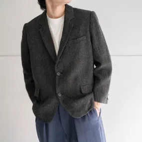 around 1980s Japan vintage dark gray color tweed tailored jacket