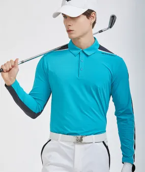 Back Shoulder Cover Long Sleeve Tee - Blue