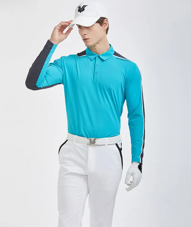 Back Shoulder Cover Long Sleeve Tee - Blue