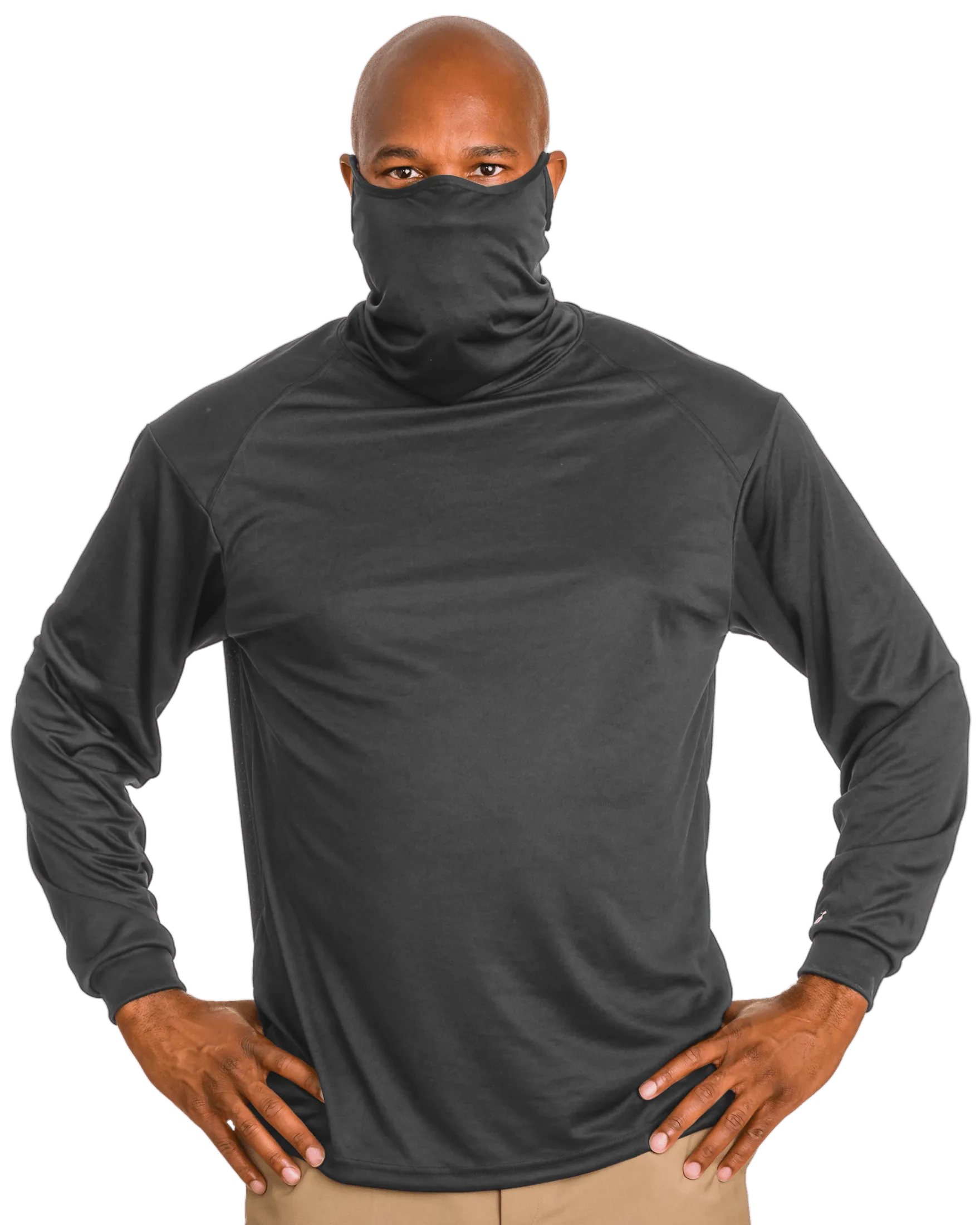 Badger Men's 2B1 Long-Sleeve Performance Tee with Mask