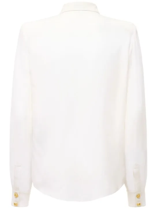 Balmain   Buttoned sheer silk crêpe de chine shirt 