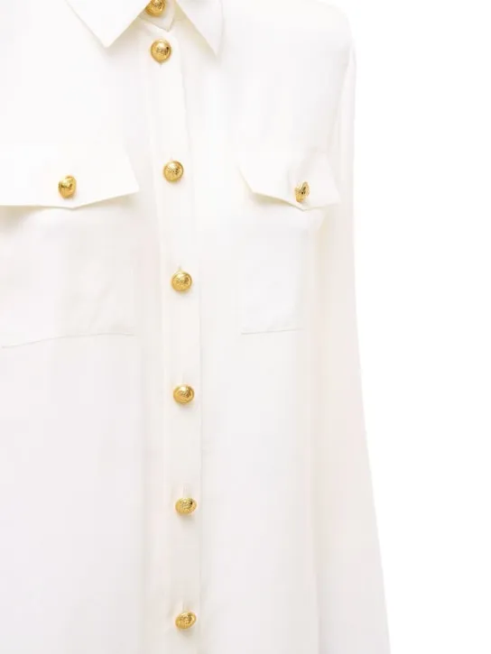Balmain   Buttoned sheer silk crêpe de chine shirt 