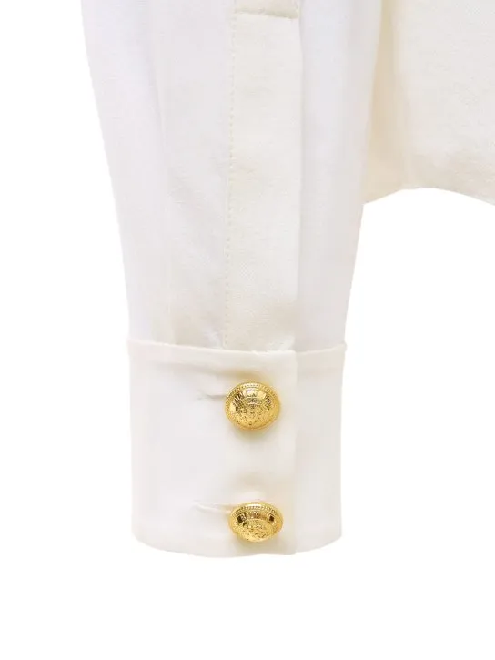 Balmain   Buttoned sheer silk crêpe de chine shirt 