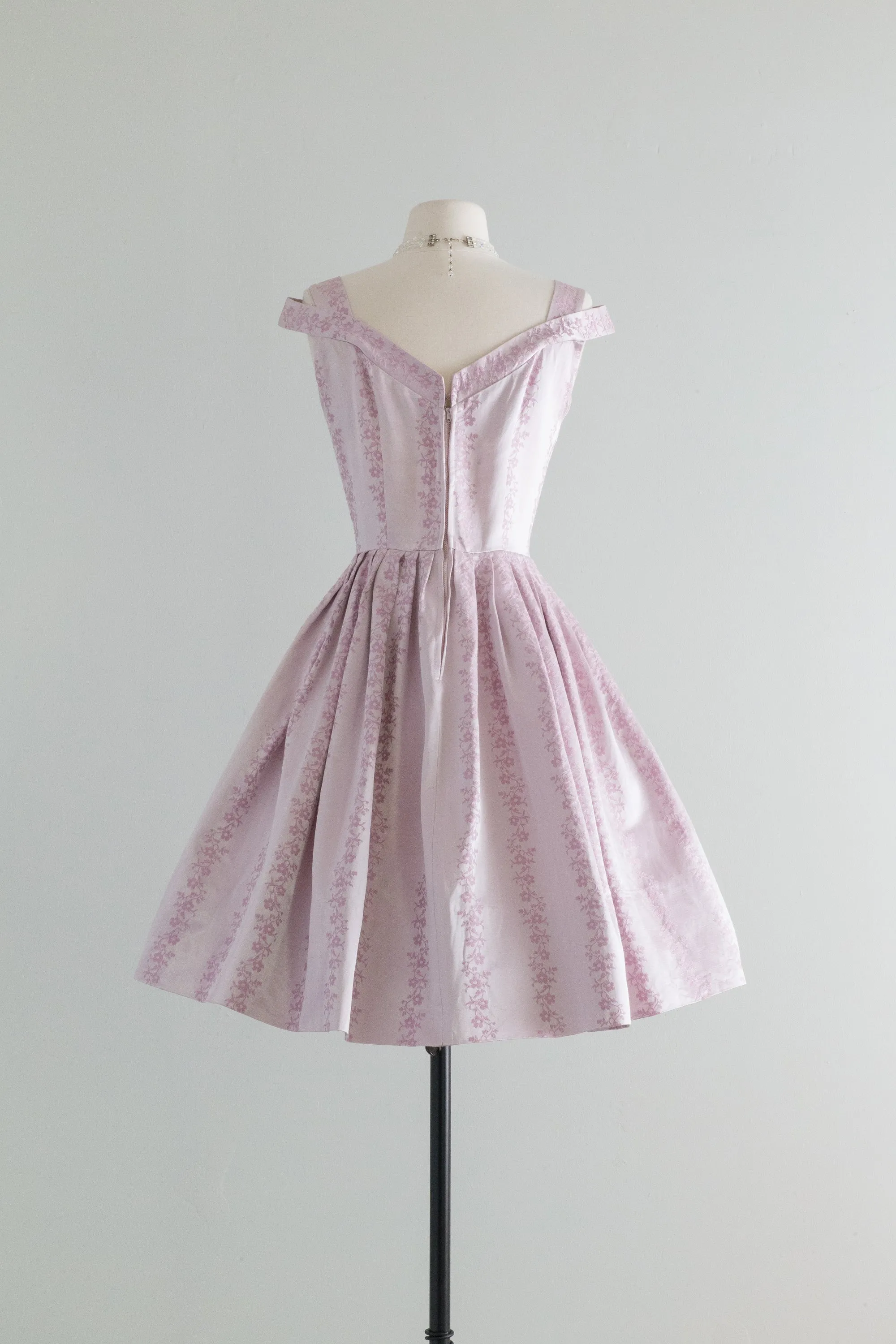 Beautiful 1950's Pastel Lavender Brocade Party Dress / SM