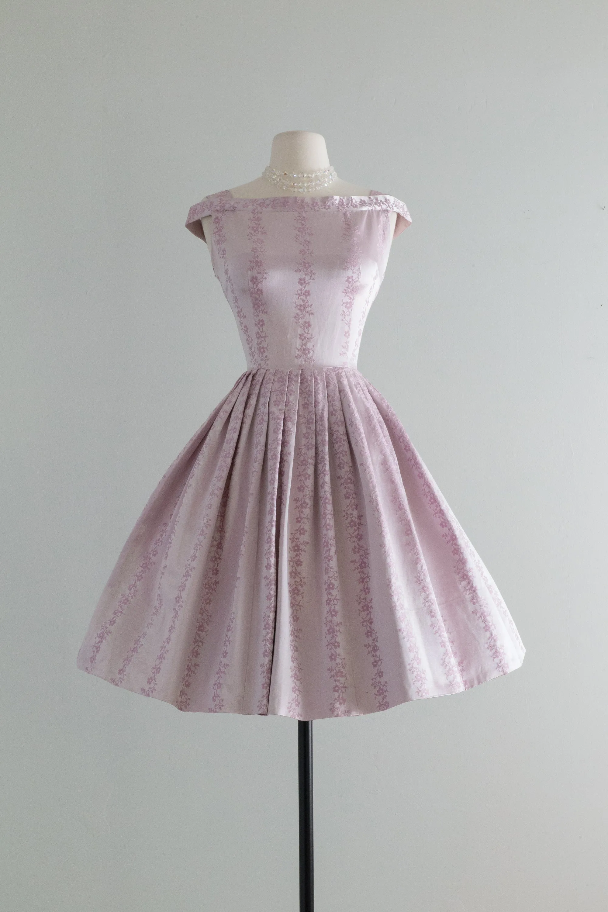 Beautiful 1950's Pastel Lavender Brocade Party Dress / SM