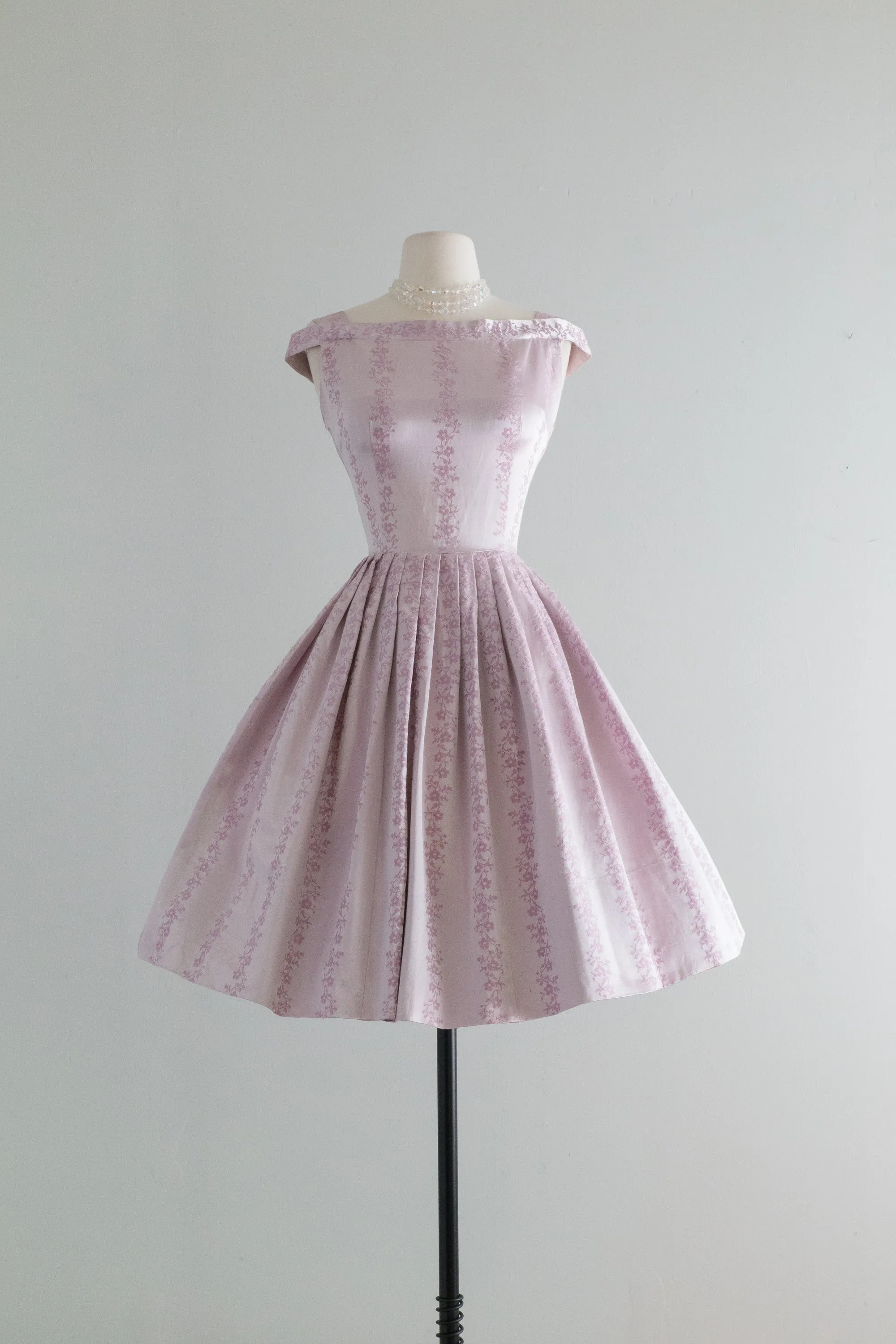 Beautiful 1950's Pastel Lavender Brocade Party Dress / SM