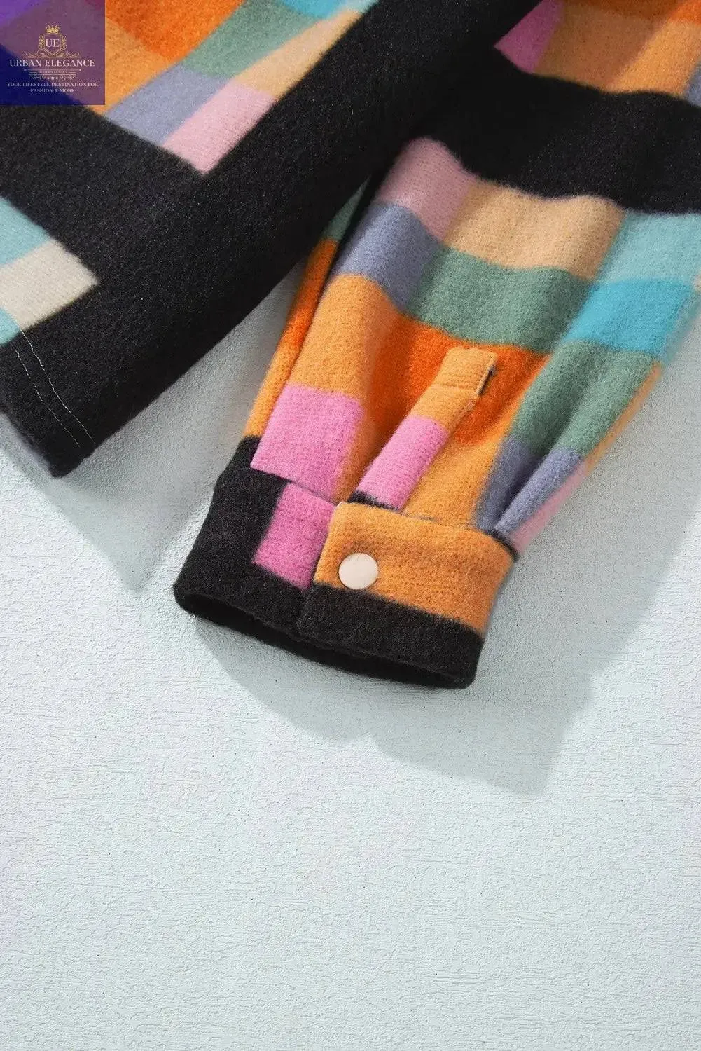 Black Checkered Print Plus Size Sherpa Sweatshirt