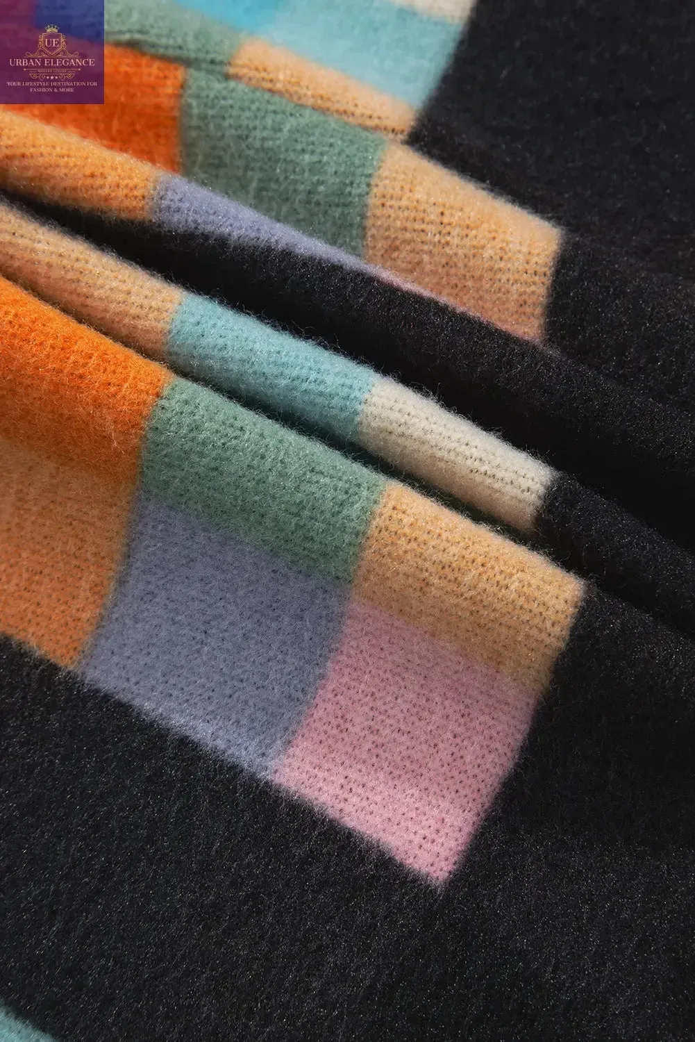 Black Checkered Print Plus Size Sherpa Sweatshirt