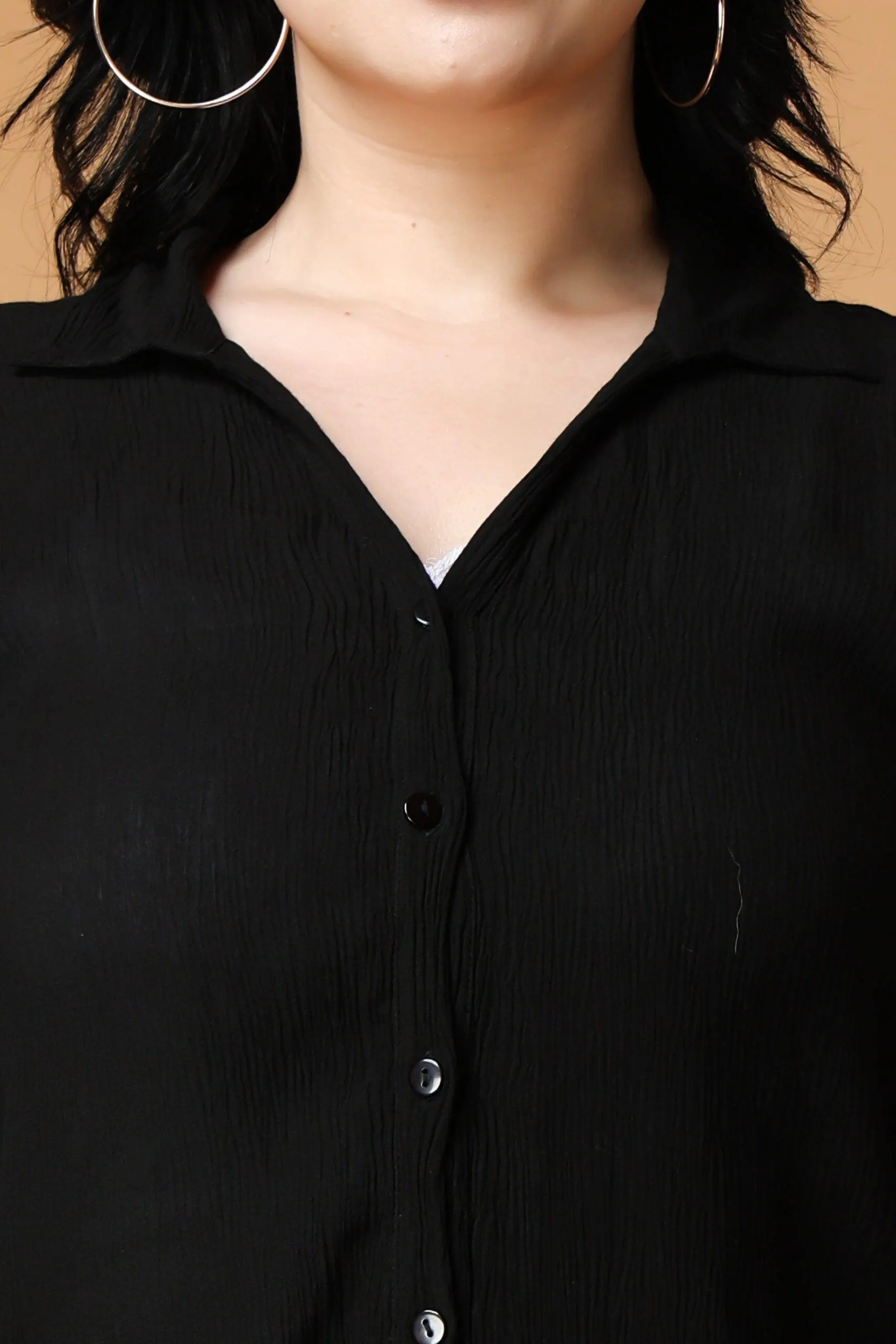 Black Solid Shirt with Pants Set