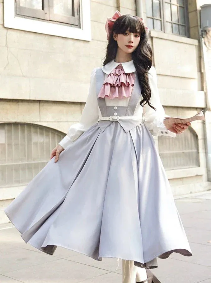 Blue College Dress Pastel Lolita