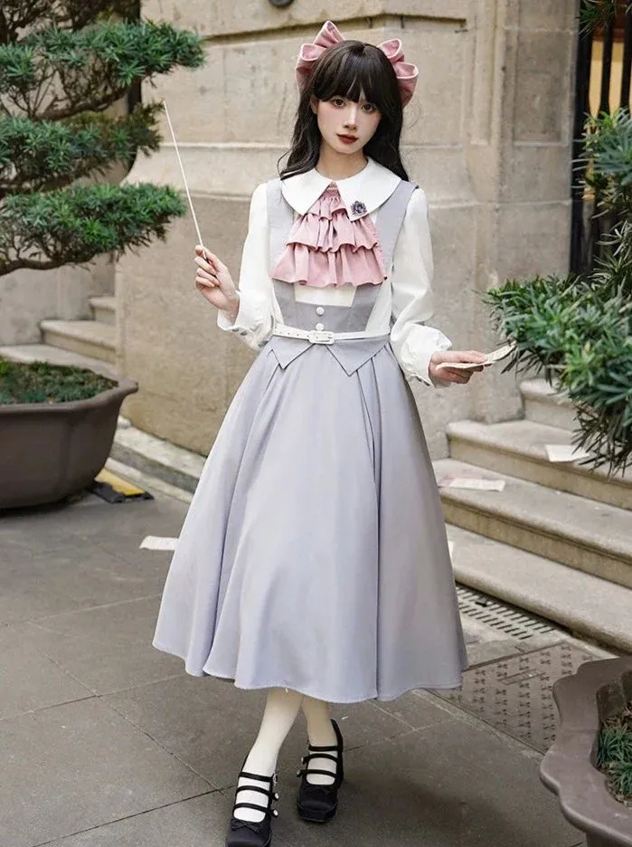 Blue College Dress Pastel Lolita