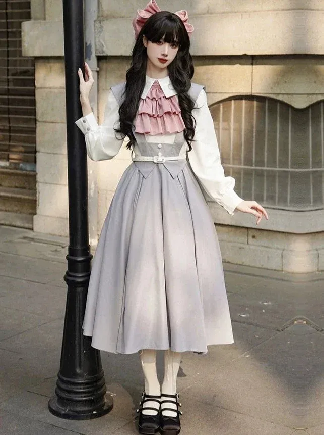 Blue College Dress Pastel Lolita