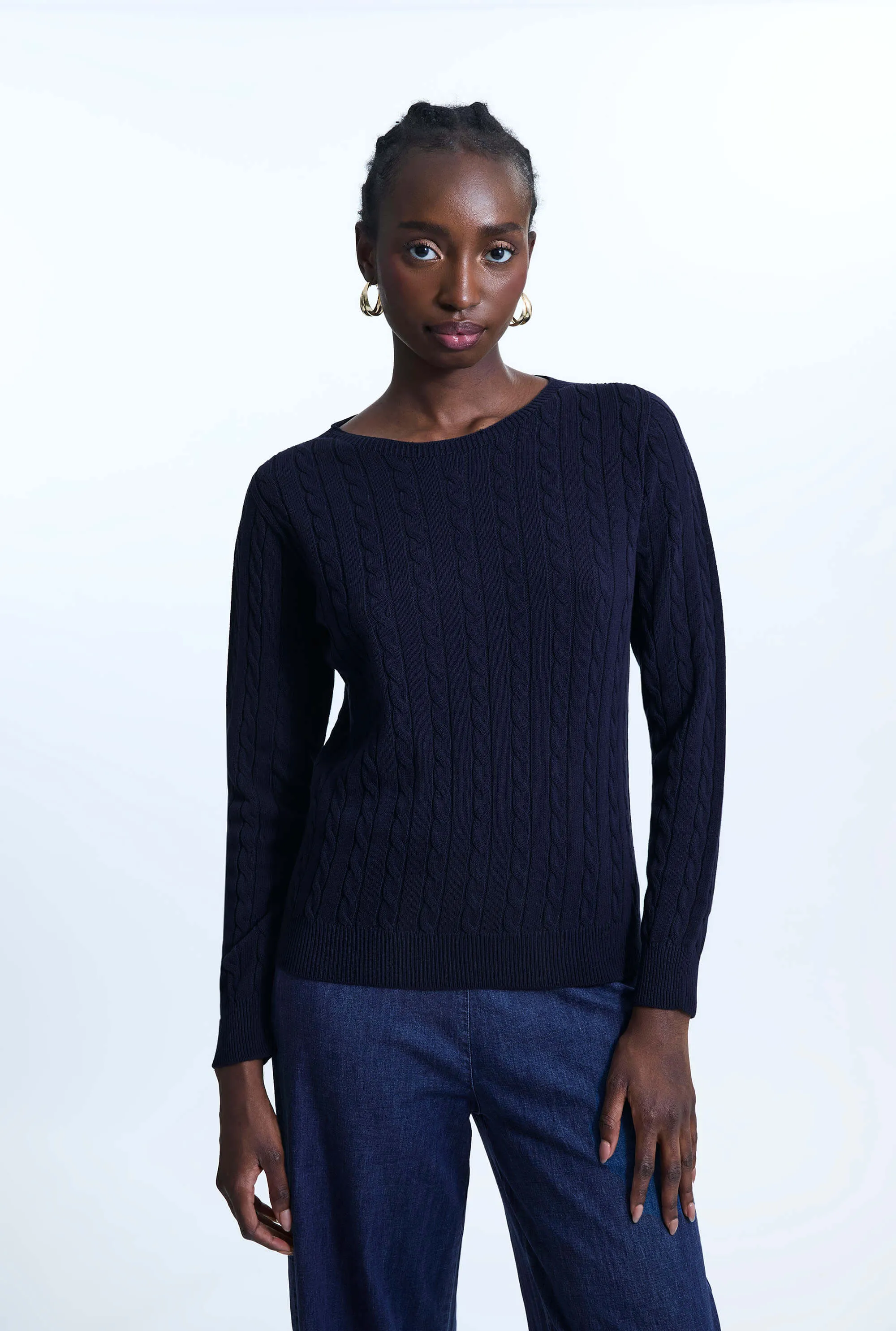 Cable Knit Jumper Navy