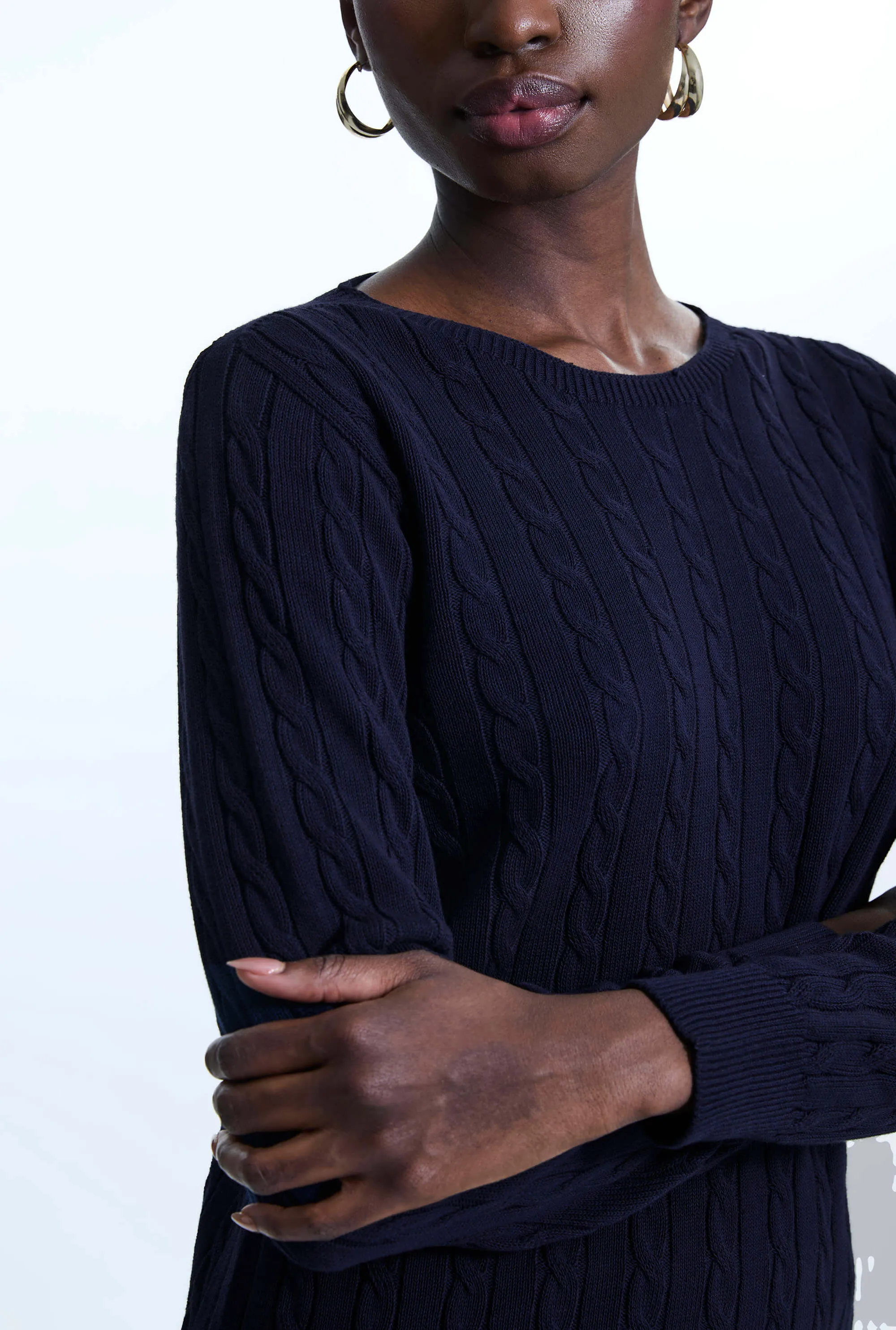 Cable Knit Jumper Navy