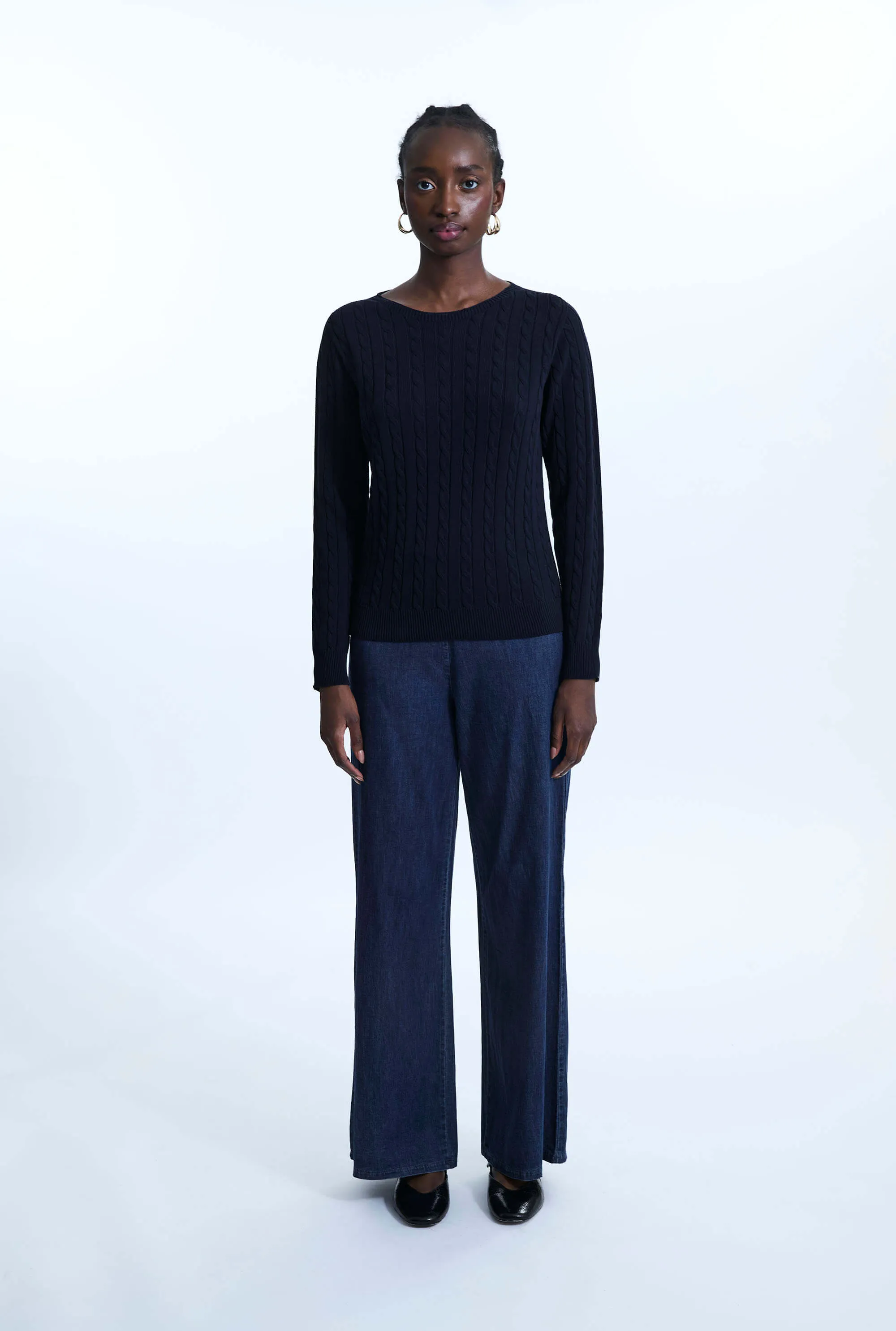 Cable Knit Jumper Navy
