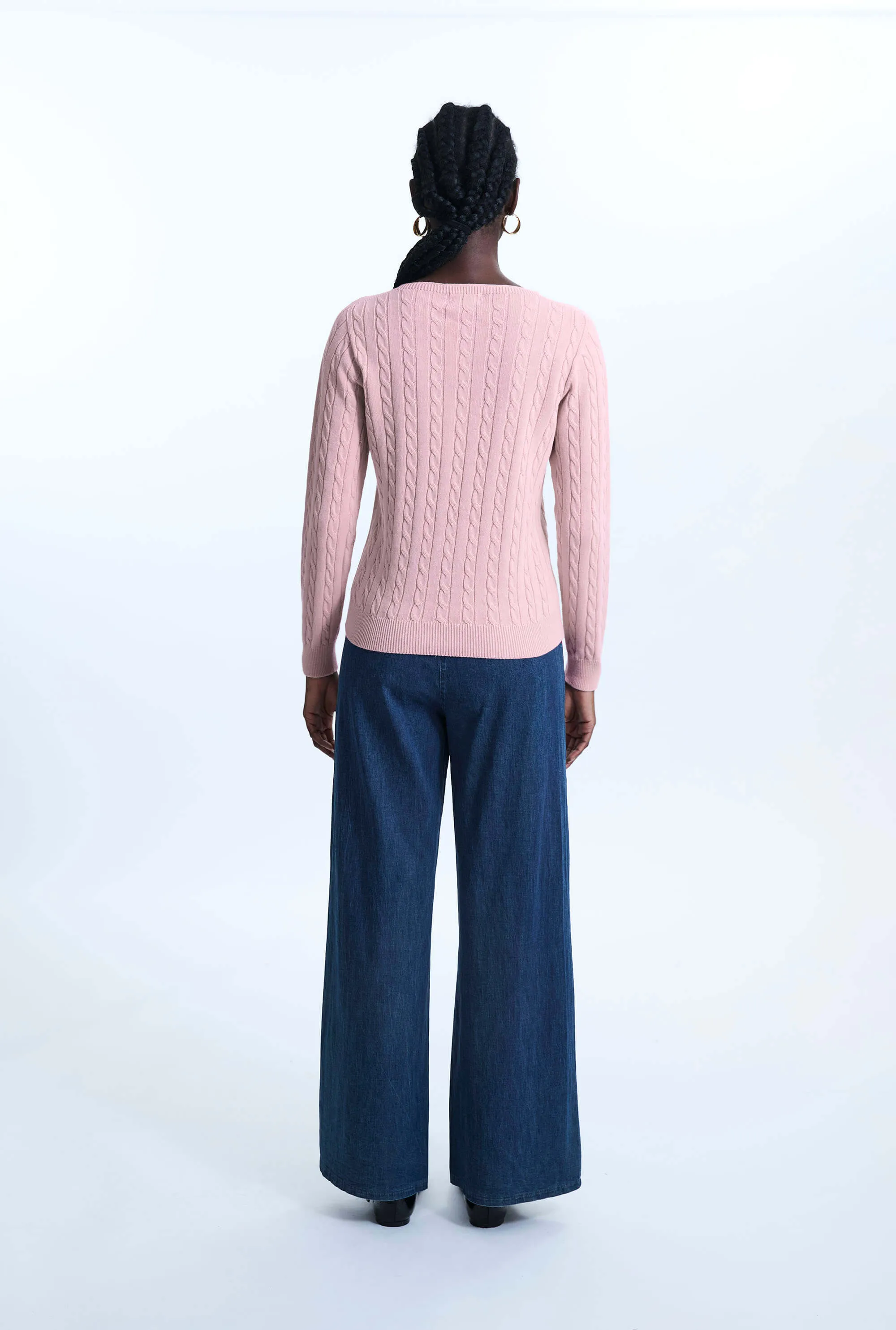 Cable Knit Jumper Pale Pink