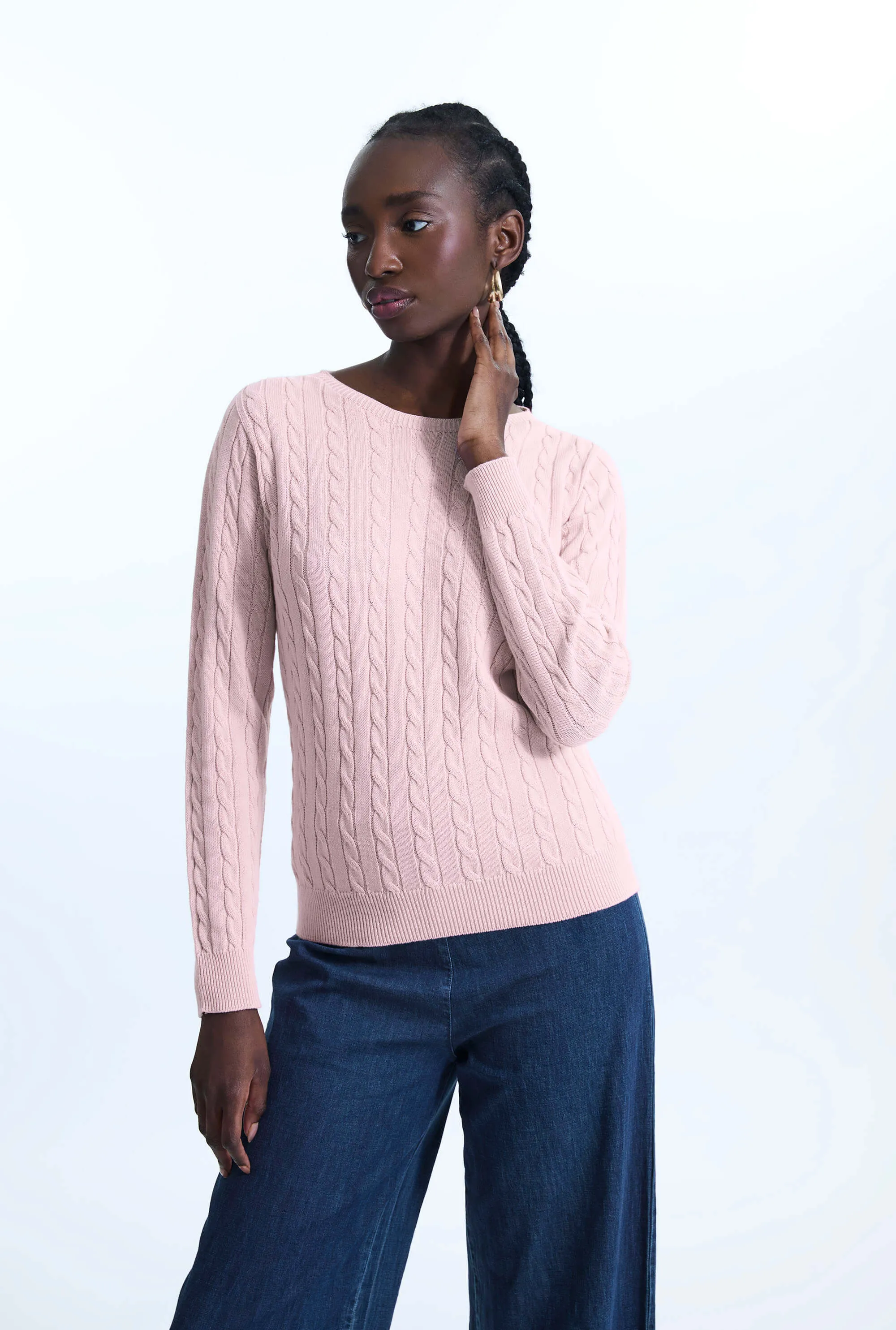 Cable Knit Jumper Pale Pink