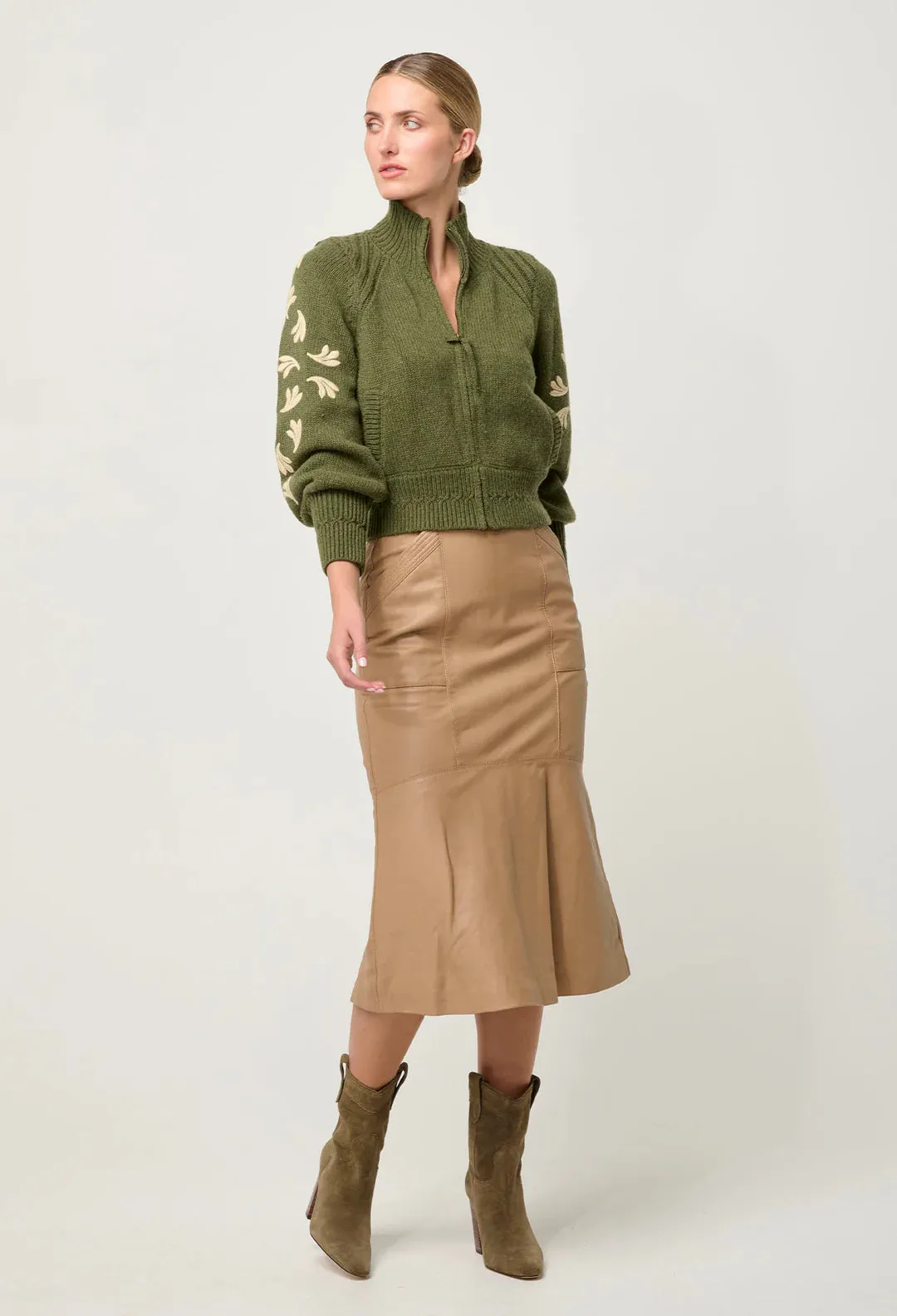 Carmela Embroidered Knitted Bomber