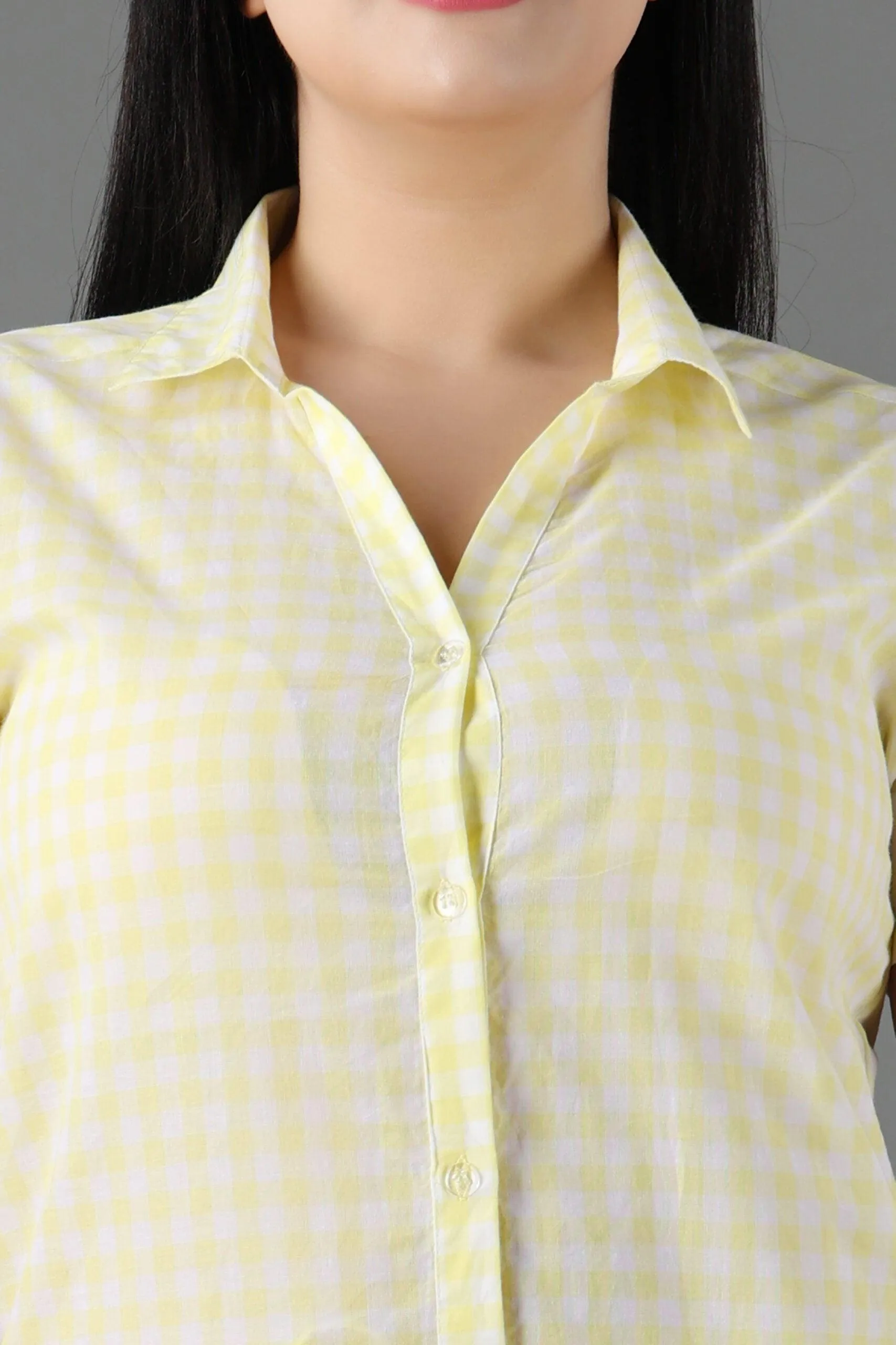 Checked Night Suit Set-Yellow & White