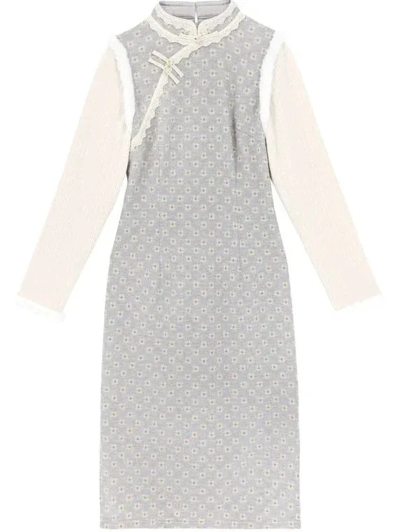 China Dress Sweet Retro Pastel Flower