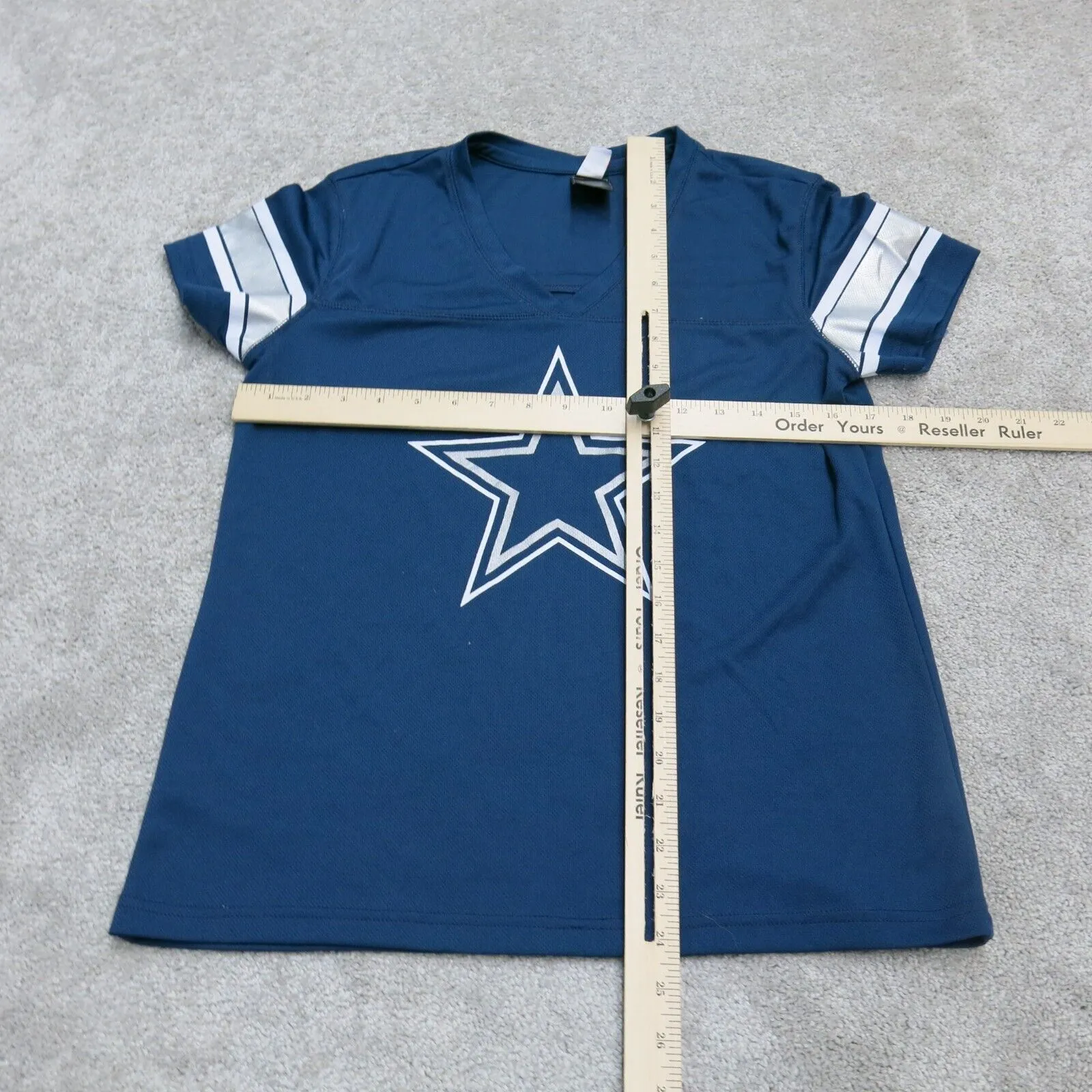 Converse One Star Womens T Shirt Top Cowboys 60 Short Sleeves V Neck Blue Size S
