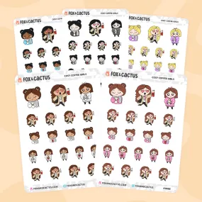 Cosy Coffee Kawaii Girl Stickers