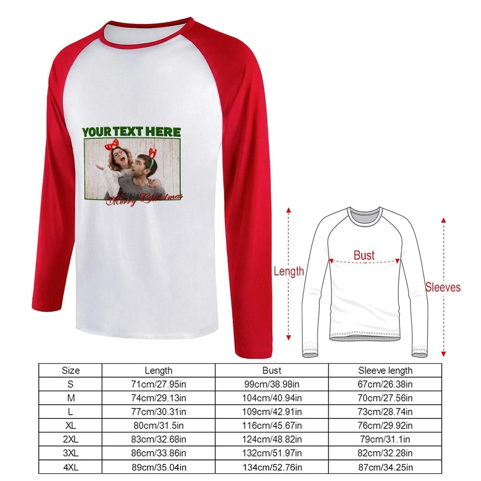 Custom Couple Face Three Quarter Sleeve T-Shirt Multiple Colors Men's Casual Basic Soft Sports Raglan Baseball Tee Shirts For Christmas