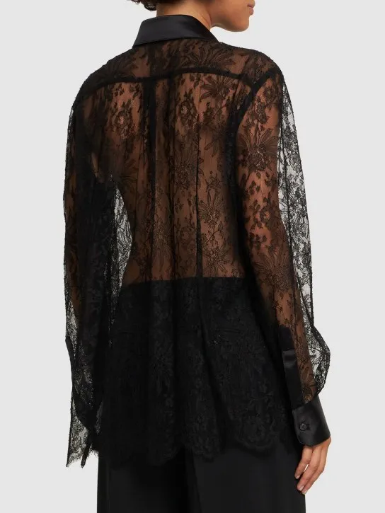 Dolce&amp;Gabbana   Chantilly sheer satin &amp; lace shirt 