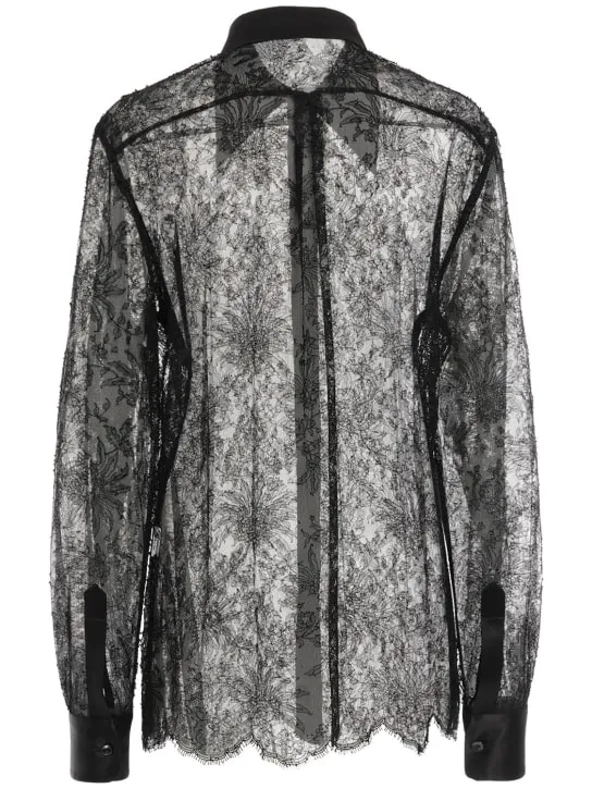 Dolce&amp;Gabbana   Chantilly sheer satin &amp; lace shirt 