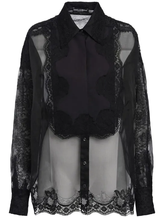Dolce&amp;Gabbana   Silk blend organza &amp; lace shirt 