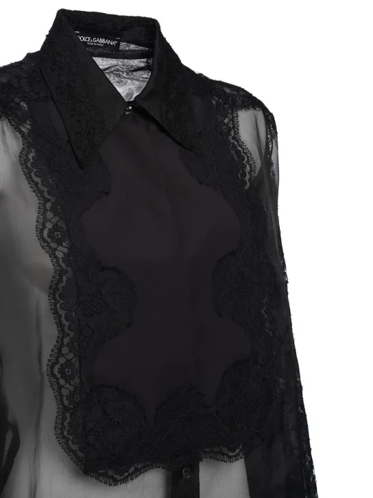 Dolce&amp;Gabbana   Silk blend organza &amp; lace shirt 