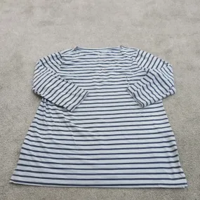 Duluth Shirt Womens XL Blue White T Shirt Top Long Sleeve Crew Neck