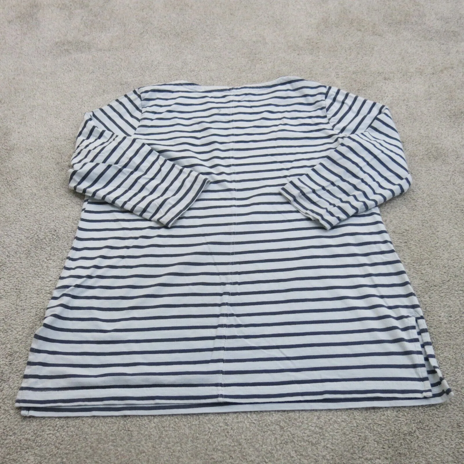 Duluth Shirt Womens XL Blue White T Shirt Top Long Sleeve Crew Neck