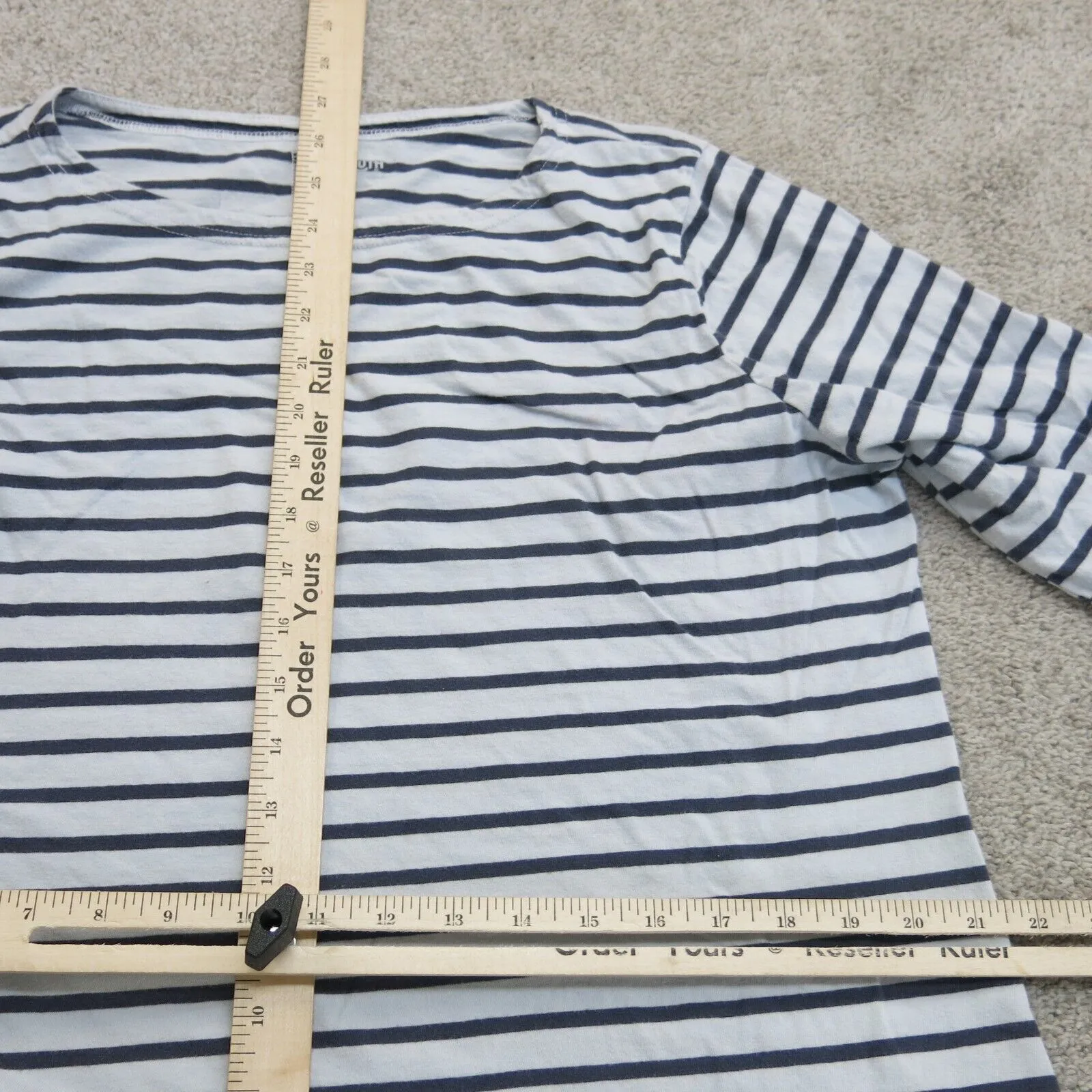 Duluth Shirt Womens XL Blue White T Shirt Top Long Sleeve Crew Neck