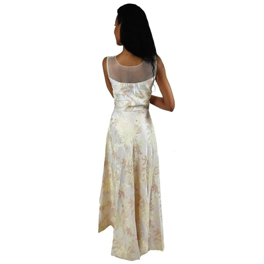 Embellished Party dress in White and gold
