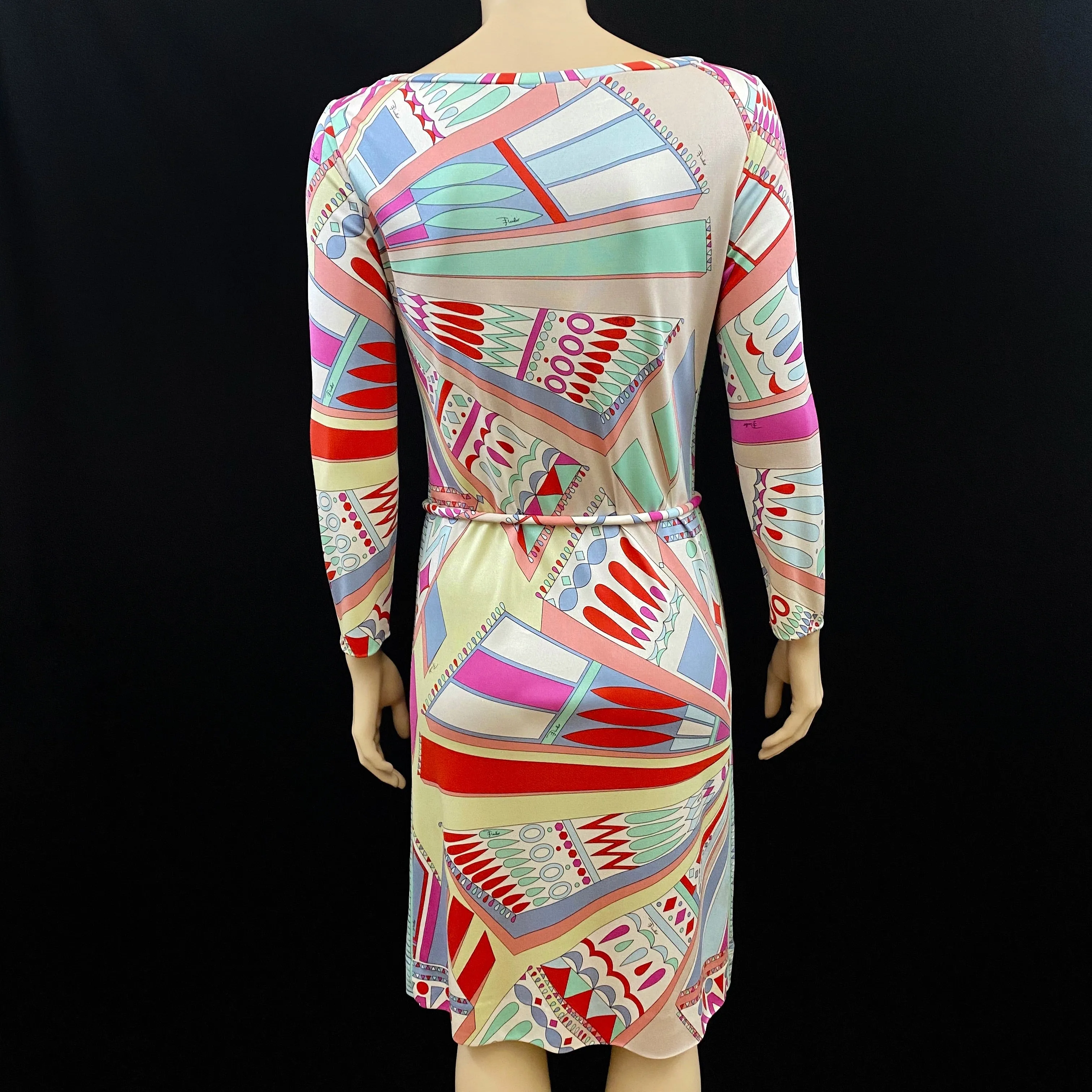 Emilio Pucci Pastel Silk Jersey Dress Star Belt Size 42 | 8