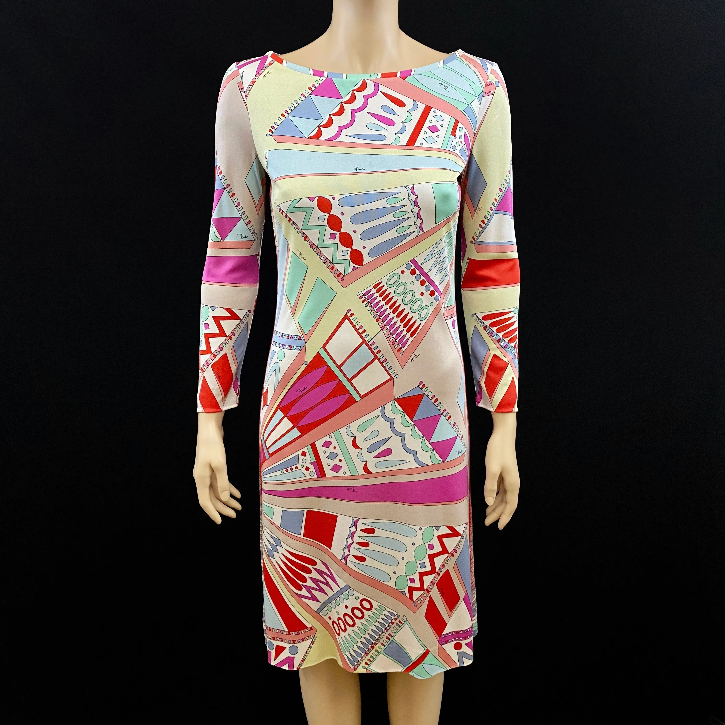 Emilio Pucci Pastel Silk Jersey Dress Star Belt Size 42 | 8