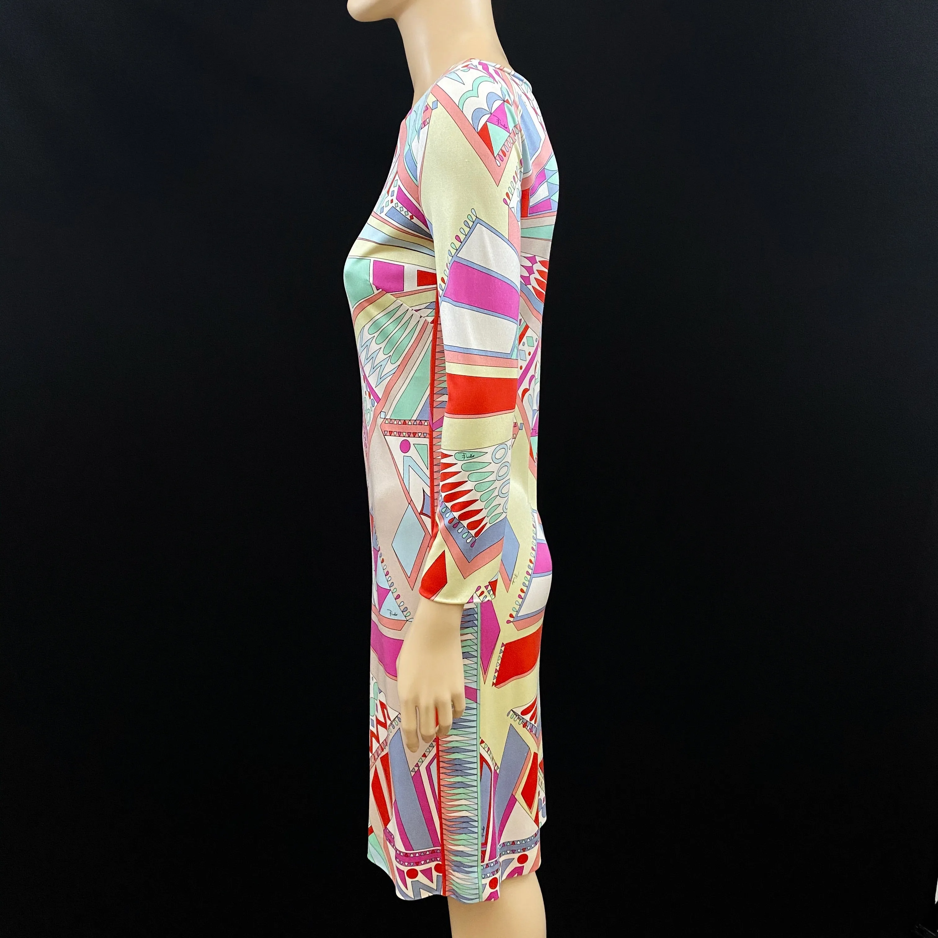 Emilio Pucci Pastel Silk Jersey Dress Star Belt Size 42 | 8