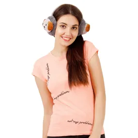 FabSeasons Grey Winter Outdoor Puppy face Ear Muffs