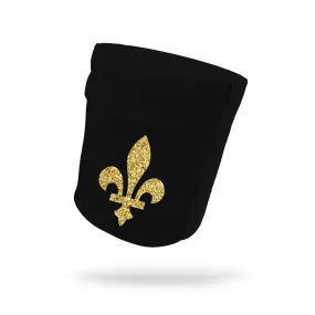 Fleur De Lis Gold Shimmer Armband Black 6.22" Height