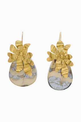 Floret Stone Drop Earring - Schalenblende