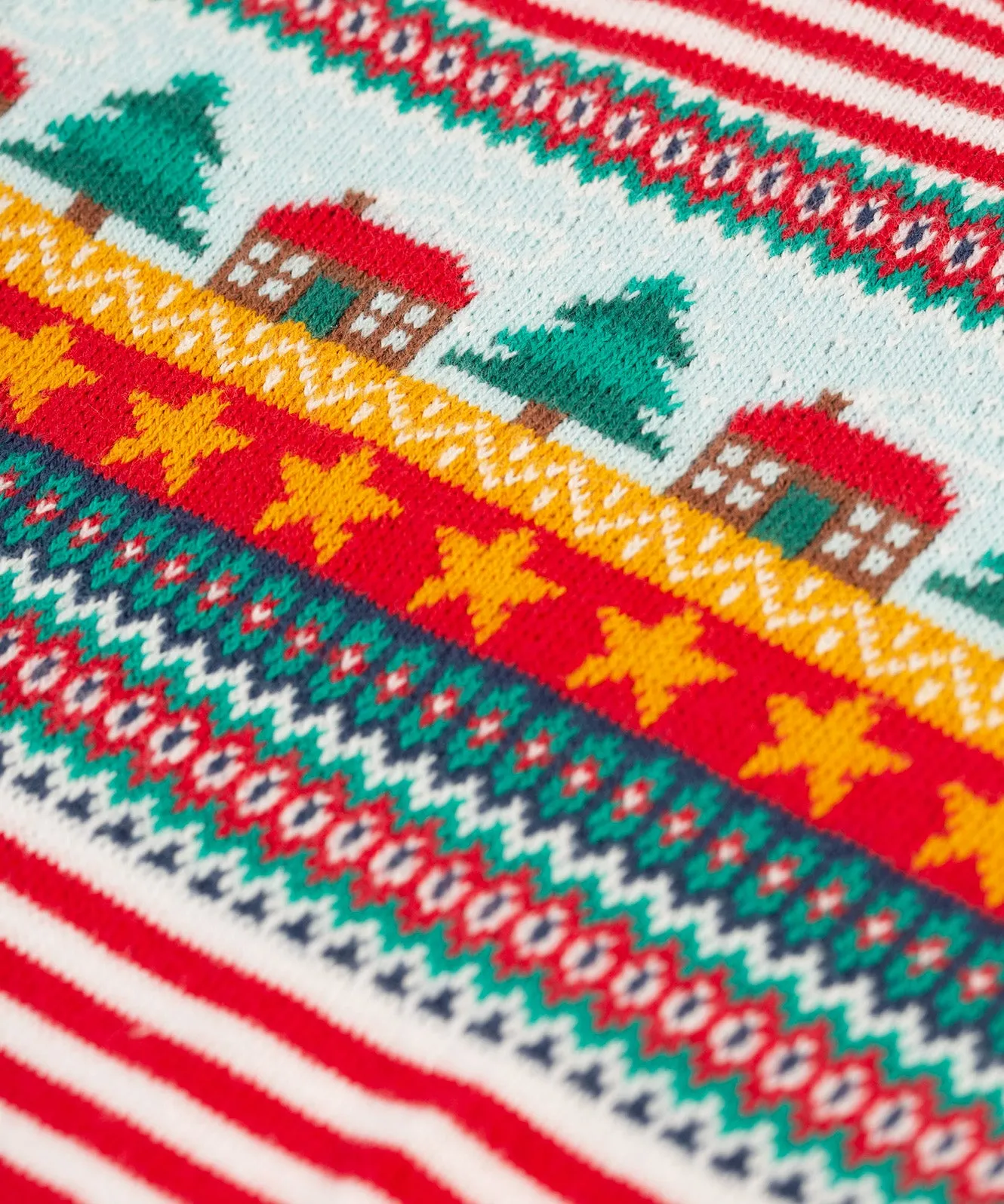 Frugi Lumi Knitted Romper - Fairisle Christmas Stripe