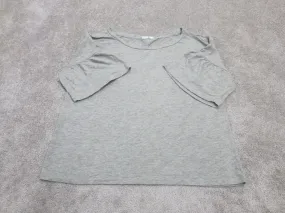 Gap Womens T Shirt Top Round Neck Flare Sleeve Logo Hither Gray Size Medium